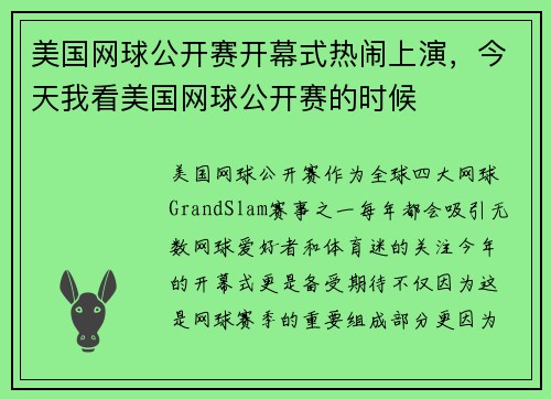 美国网球公开赛开幕式热闹上演，今天我看美国网球公开赛的时候